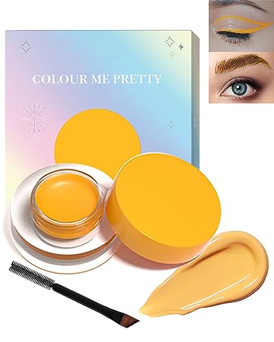 Wasserdichtes Gel-Eyeliner Set-1 Hochintensive Pigmente Lang Anhaltendes Creme-Eyeliner-Gel, Wischfestes Eyeliner-Make-up,Wasserfester Eyeliner mit Eyeliner-Pinseln for Geschenke für Frauen-118Yellow von Lestpola