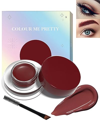 Wasserdichtes Gel-Eyeliner Set-1 Hochintensive Pigmente Lang Anhaltendes Creme-Eyeliner-Gel, Wischfestes Eyeliner-Make-up,Wasserfester Eyeliner mit Eyeliner-Pinseln for Geschenke für Frauen-117Hochrot von Lestpola