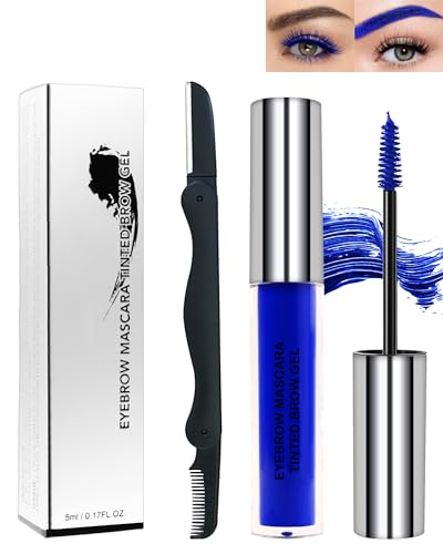 Wasserfestes Augenbrauen gel für Lang Anhaltendes Wimperntusche,Semi-permanentes Flüssiges Getöntes Augenbrauengel Make-up Mit Pinsel Set, Schweißfest, Volumen Verlängerung Eyebrow Glue Mascara-07blau von Lestpola