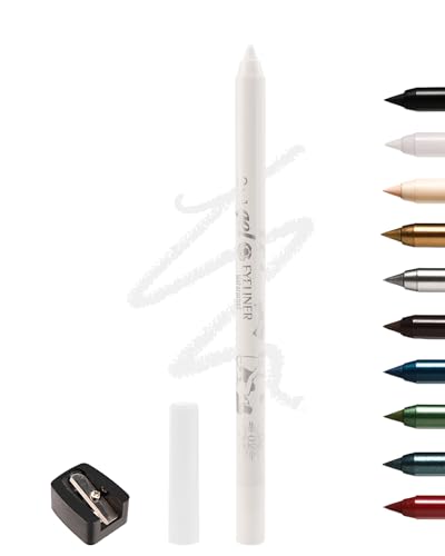 Weißer Gel Eyeliner Wasserfest, Creme Matt White Kajalstift, Lang Anhaltend, Wischfeste Eyelinerstift Kosmetik mit Anspitzer, Leichte Anwendung, Starke Farbkraft, Geeignet für Empfindliche Augen-02 von Lestpola