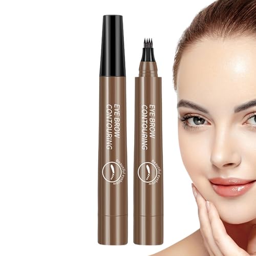 Magischer Augenbrauenstift, Wasserfester -Microblading-Augenbrauenstift, Neuer Wasserfester -Microblading-Augenbrauenstift-Konturstift, Präziser Brauenstift Mit 4 Spitzen, Dunkelbraun von Lesunbak