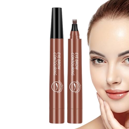 Magischer Augenbrauenstift, Wasserfester -Microblading-Augenbrauenstift, Neuer Wasserfester -Microblading-Augenbrauenstift-Konturstift, Präziser Brauenstift Mit 4 Spitzen, Rotbraun von Lesunbak