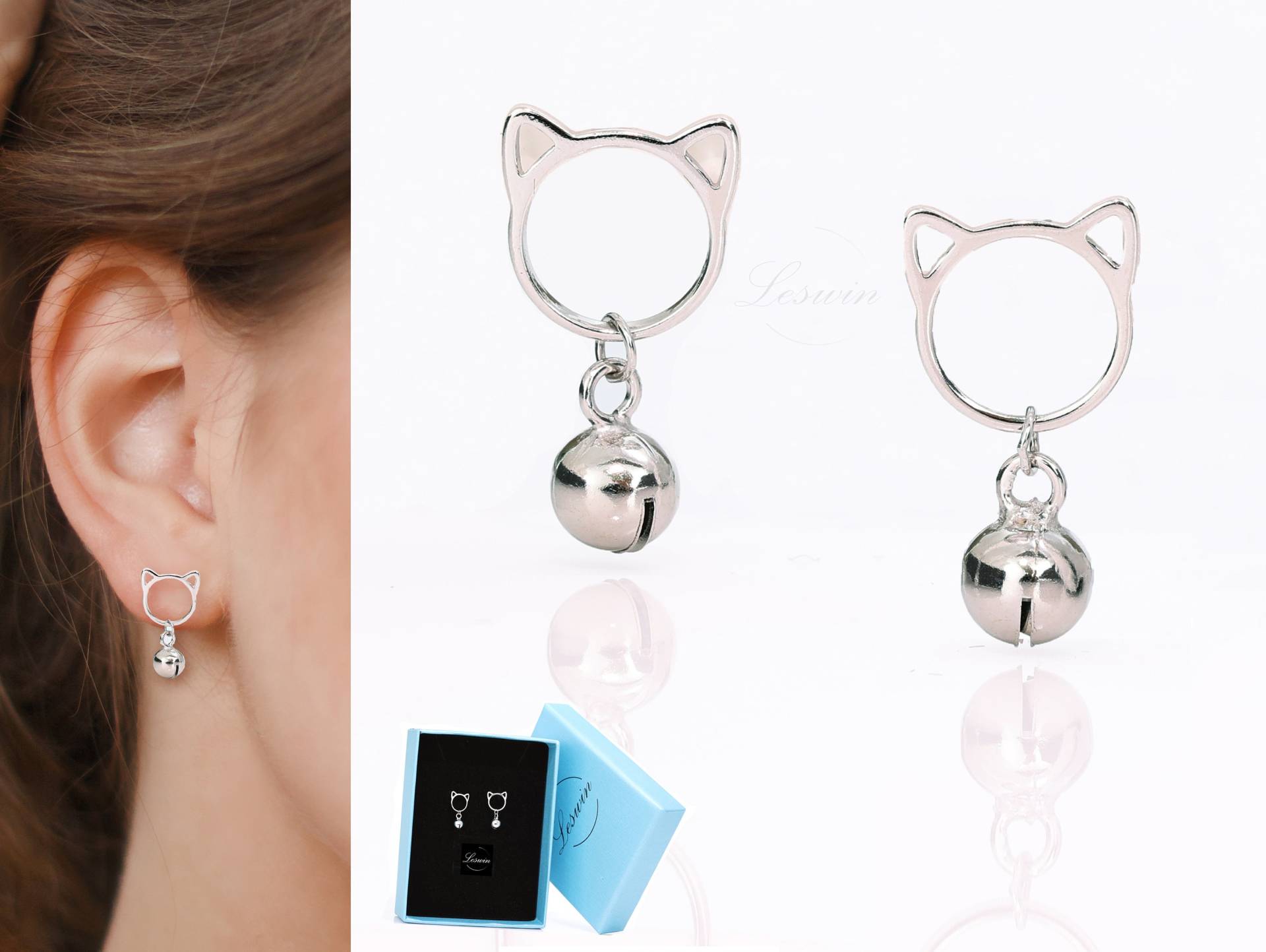 Katzen Ohrringe, 925 Sterling Silber Ohrstecker, Süße Haustier Schmuck, Geschenk Für Sie von LeswinGemstone