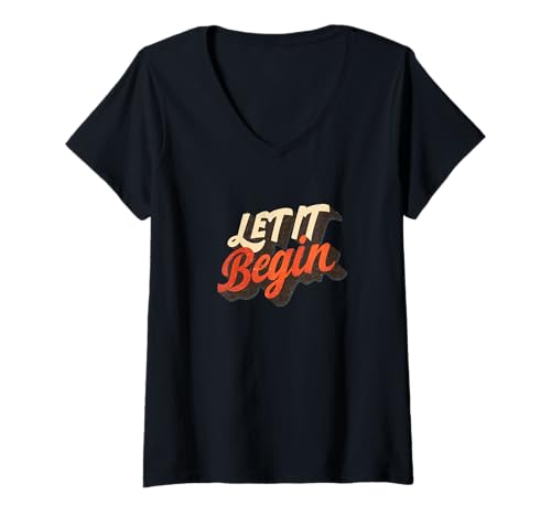 Damen Pretty Let it Begin Sprachemblem T-Shirt mit V-Ausschnitt Damen Pretty Let it Begin Sprachemblem T-Shirt mit V-Ausschnitt von Let it Begin Outfit