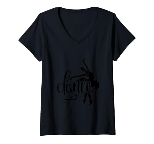 Damen Tanzende Ballerina T-Shirt mit V-Ausschnitt Damen Tanzende Ballerina T-Shirt mit V-Ausschnitt von Let's Dance
