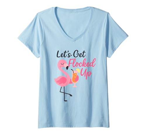 Damen Let's Get Flocked Up Flamingo Bridesmaides Bachelorette T-Shirt mit V-Ausschnitt Damen Let's Get Flocked Up Flamingo Bridesmaides Bachelorette T-Shirt mit V-Ausschnitt von Let's Get Flocked Up Wear