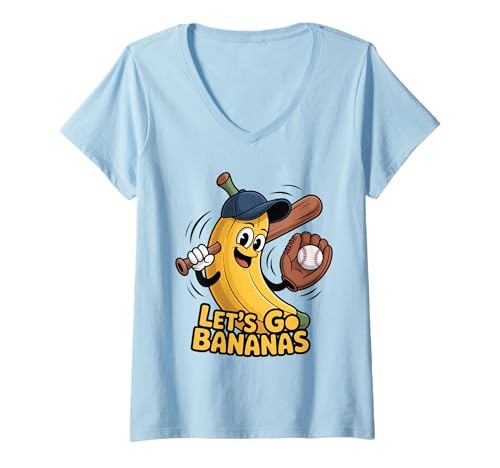 Damen Lustiger Spieltag „Let's Go Bananas“, niedlicher Bananenfruchtliebhaber, Kinder T-Shirt mit V-Ausschnitt von Let's Go Bananas Shirt