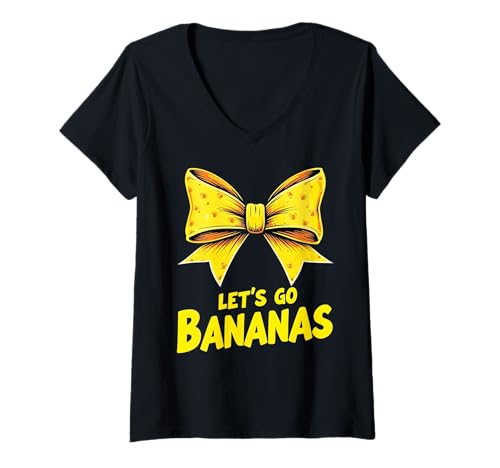 Damen Funny Banana Let's Go Bananas T-Shirt mit V-Ausschnitt von Let's Go Bananas