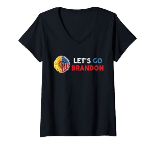 Damen Let's Go Brandon Shirt Sunflower Lets Go Brandon Vintage T-Shirt mit V-Ausschnitt Damen Let's Go Brandon Shirt Sunflower Lets Go Brandon Vintage T-Shirt mit V-Ausschnitt von Let's Go Brandon Apparel Meme Co.