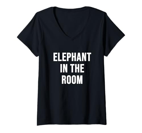 Damen Elefant im Zimmer T-Shirt mit V-Ausschnitt Damen Elefant im Zimmer T-Shirt mit V-Ausschnitt von Let's Talk About It