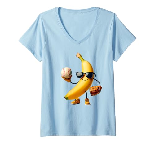 Damen Bananenhemd, süße Bananengeschenke, lustige Let's Go Bananas T-Shirt mit V-Ausschnitt von Let's go bananas