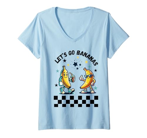 Damen Let's go bananas funny retro men women youth T-Shirt mit V-Ausschnitt von Let's go bananas