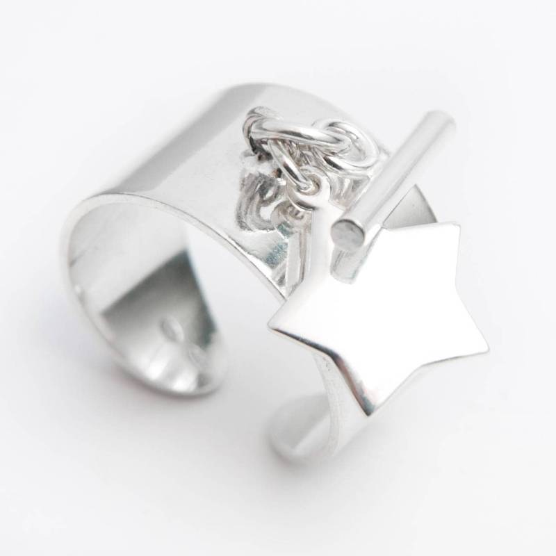 Ring Aus 925Er Silber Mit Stern Und T-Steg-Quaste Ring Aus 925Er Silber Mit Stern Und T-Steg-Quaste von LetEcreations
