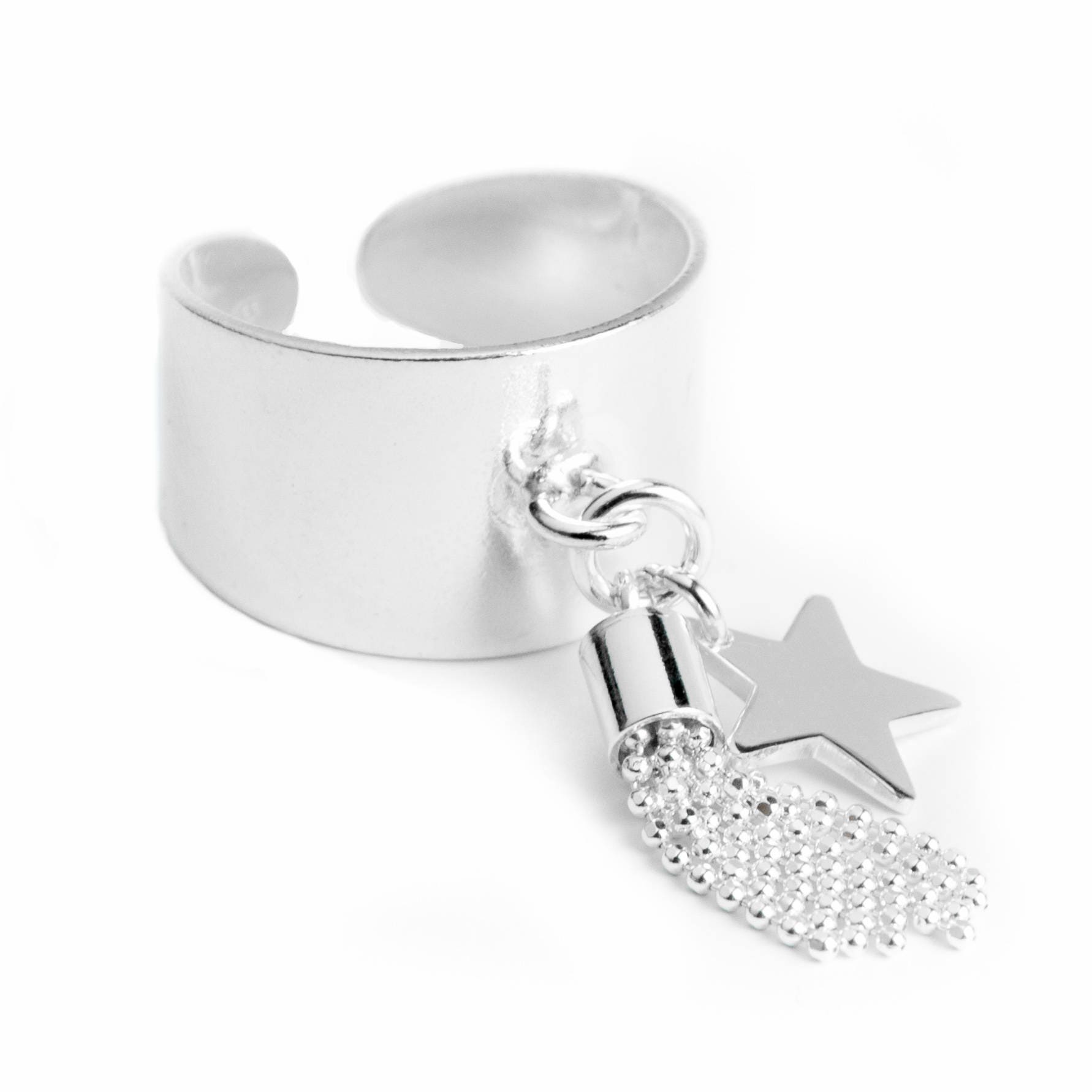 Sterlingsilber-Quastenring Mit Stern - Und Kugelkette Sterlingsilber-Quastenring Mit Stern - Und Kugelkette von LetEcreations