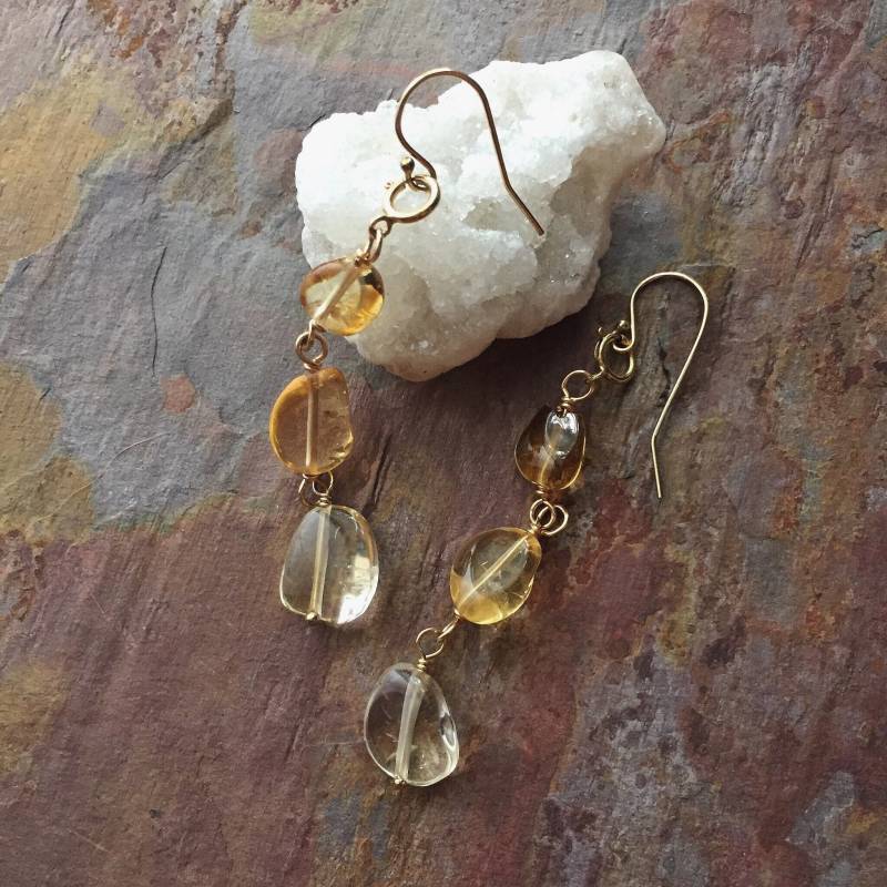 Citrin Stein Ohrringe/Edelstein Und Gold von LetItBeYoursJewelry