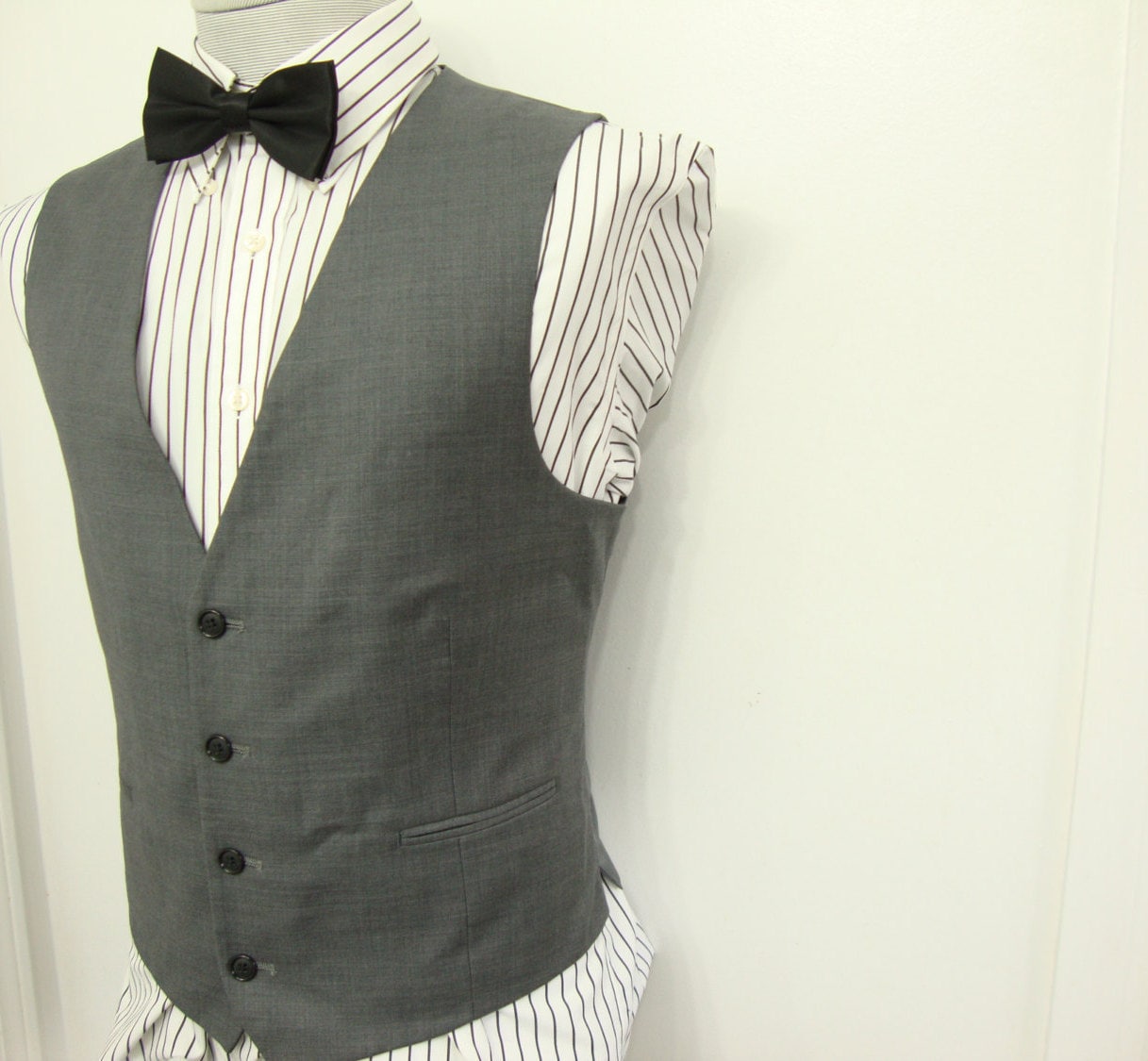 Vintage 1980Er Ultra Feine Wolle Grau Weste/steampunk Formal Männer Charcoal Größe 40 Medium Med M von LetLoveLeadVintage