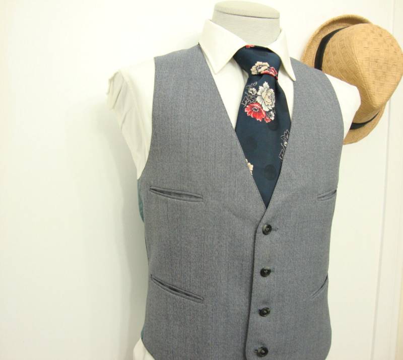 Vintage Edwardian Wolle Hell Bläulich Grau Weste/steampunk Formal 1960Er Classic Herren Größe 40 Medium M von LetLoveLeadVintage