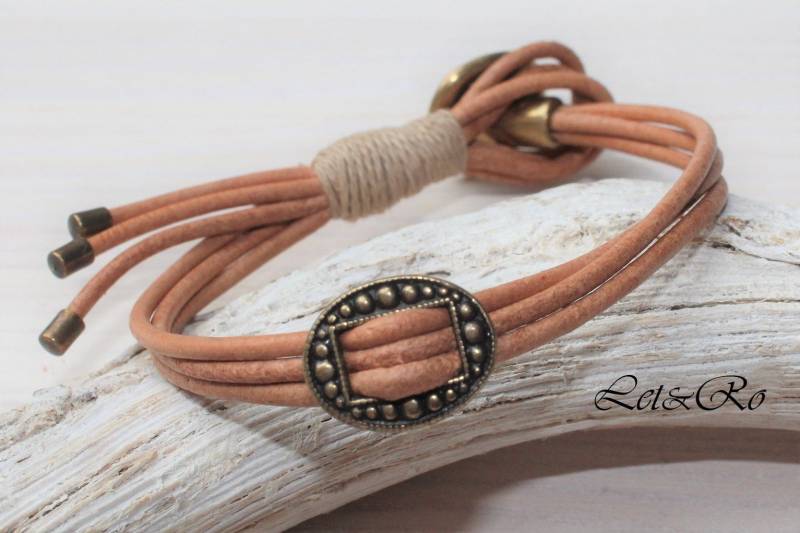 Originelles Echt Leder-Armband, Hellbraun von LetRoCrafts
