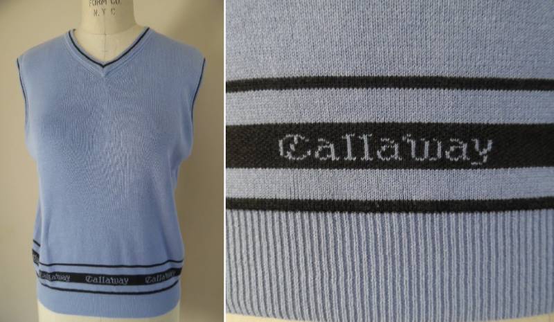 Stricken Weste Lavendel Und Marine Blau Von Callaway Golf Für Nordstrom Vintage 1980Er Jahre V Hals Pullover Baumwolle Stricken von LetasVintage