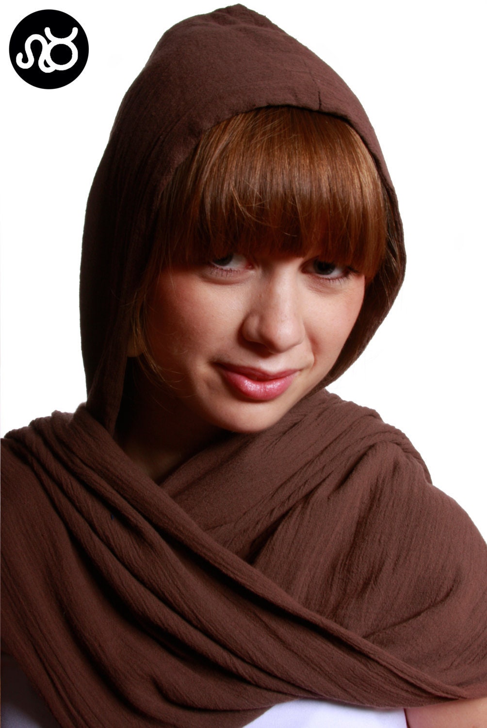 Kapuzenschal Letau Braun Baumwolle Gaze von LetauDesigns