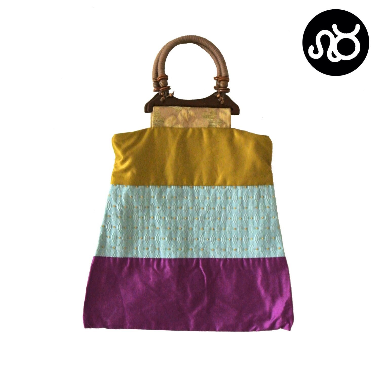 Letau Block Mustertasche - Olive Ocker/Blau Magenta von LetauDesigns