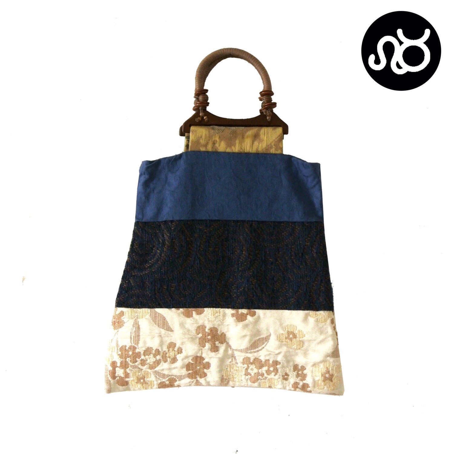 Letau Patchwork-Tasche - Blau/Marine Blumen von LetauDesigns