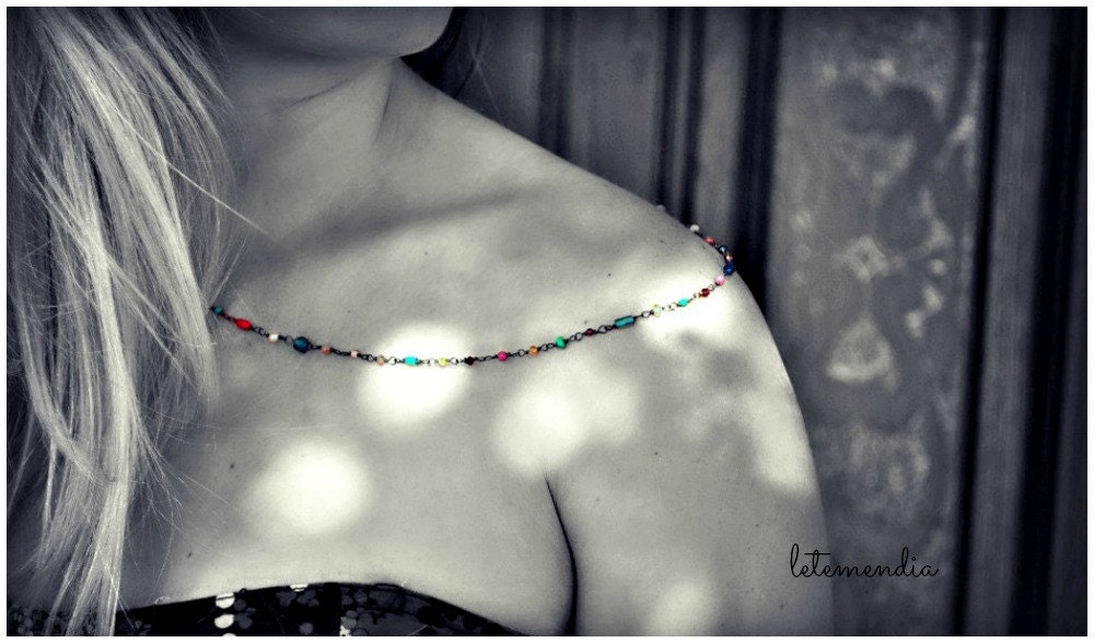 Edelstein Perlen Halskette Handgemachte Kette Made To Order Zarte Sterling Silber Draht Gewickelt Bunte Schichtung Halbedelstein Boho von LetemendiaJewelry