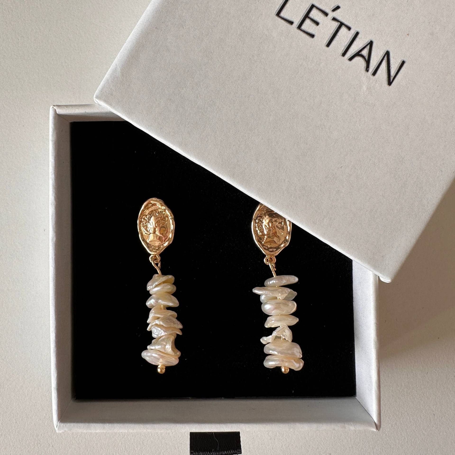 Einzigartige Natürliche Keshi-Perlenohrringe|Elegant|Echte Süßwasserperlen|Hängeohrringe|Vintage Style|Perlenohrringe|Barockperlen von LetianStudio