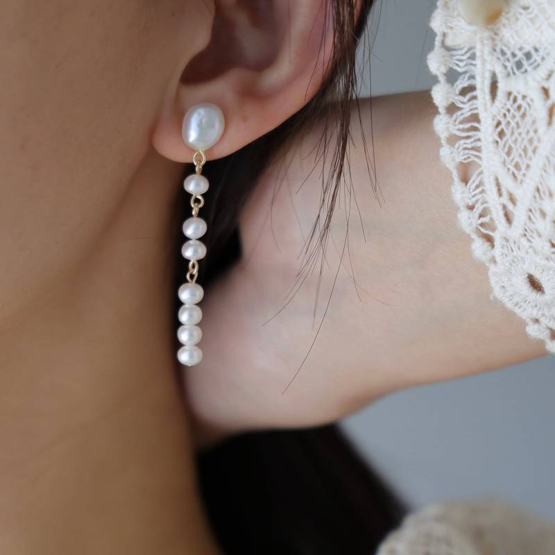 Handgemachte Perlenohrringe|Elegante Perlenohrringe|Unregelmäßige Form|Brautschmuck|Hochzeitsohrringe|Brautjungfern|Hängeohrringe|Geschenk von LetianStudio