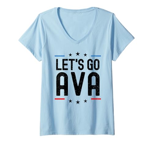 Damen AVA Name personalisiert Mädchen niedlich Geburtstag Frauen Mädchen Custom T-Shirt mit V-Ausschnitt Damen AVA Name personalisiert Mädchen niedlich Geburtstag Frauen Mädchen Custom T-Shirt mit V-Ausschnitt von Lets Go Name Tag Apparel