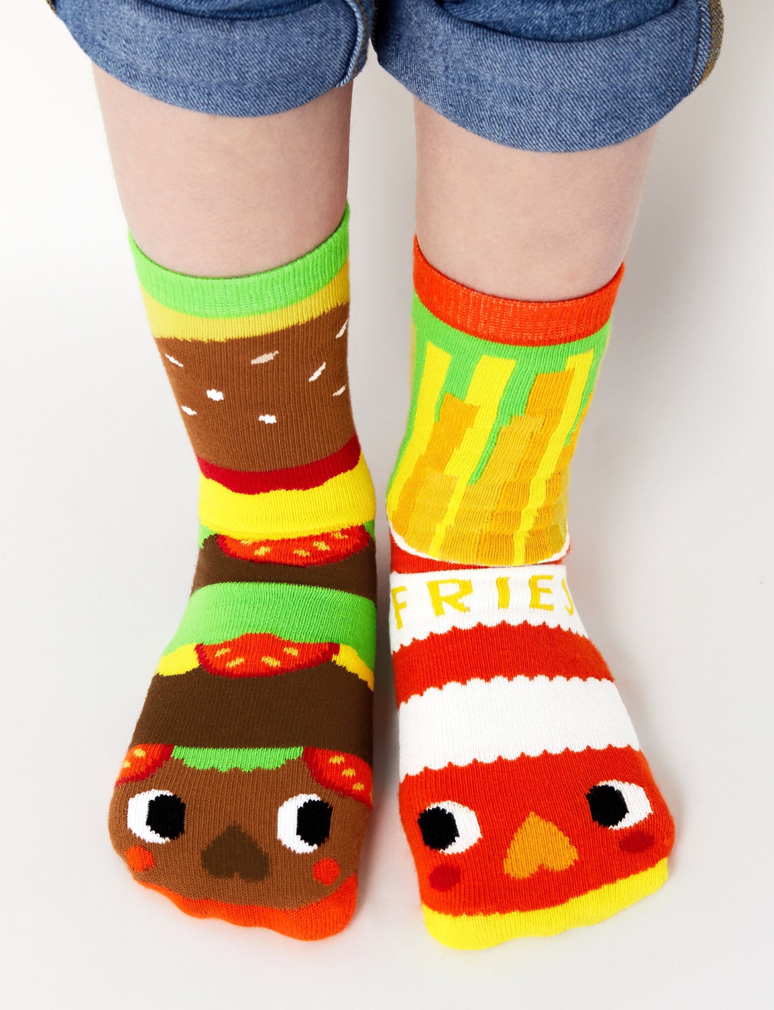 Burger & Pommes | Mismatched Kinder Socken Lustige Verrückte Süße Snack-Socken Mädchensocken Jungen von LetsBePalsSocks