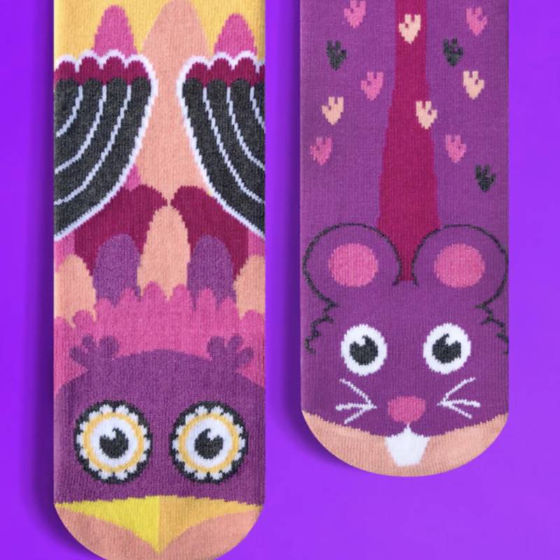 Eule & Maus Kindersocken Lilafarbene, Griffige Kindersocken von LetsBePalsSocks