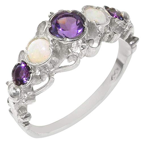 Damen Ring 925 Sterling Silber mit Amethyst Opal - Größe 52 (16.6) - Verfügbare Größen : 50 bis 64 von LetsBuySilver