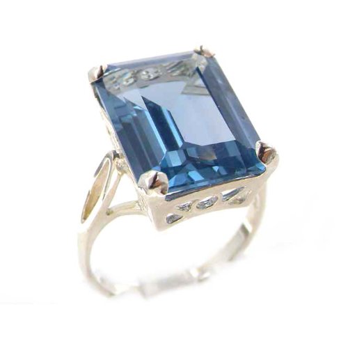 Damen Ring 925 Sterling Silber mit Aquamarin - Größe 61 (19.4) - Verfügbare Größen : 50 bis 64 von LetsBuySilver