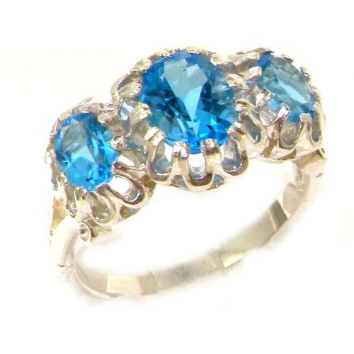 Damen Ring 925 Sterling Silber mit Blautopas - Größe 64 (20.4) - Verfügbare Größen : 50 bis 64 von LetsBuySilver