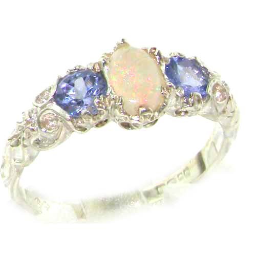 Damen Ring 925 Sterling Silber mit Opal Tansanit - Größe 55 (17.5) - Verfügbare Größen : 50 bis 64 von LetsBuySilver