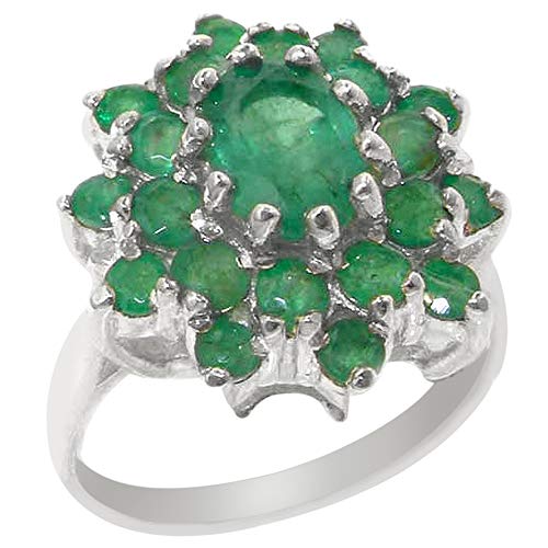 Damen Ring 925 Sterling Silber mit Smaragd - Größe 64 (20.4) - Verfügbare Größen : 50 bis 64 von LetsBuySilver