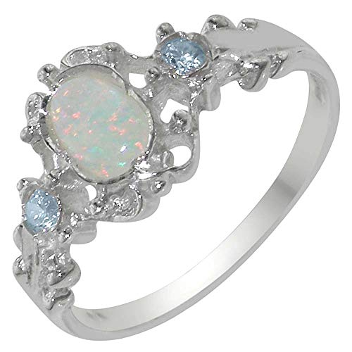 LetsBuySilver Luxus Damen Ring Solide Sterling-Silber 925 mit Opal und Zirkonia - Größe 52 - Verfügbare Größen : 47 bis 68 von LetsBuySilver