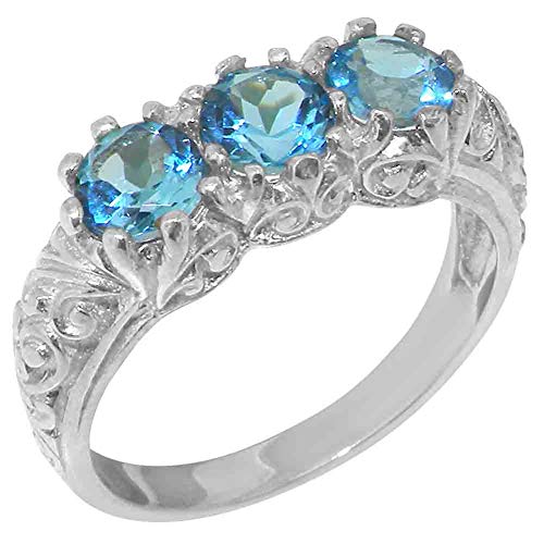 Luxus Damen Ring Solide Sterling-Silber 925 mit Blautopas - Größe 63 (20.1) - Verfügbare Größen : 47 bis 68 von LetsBuySilver