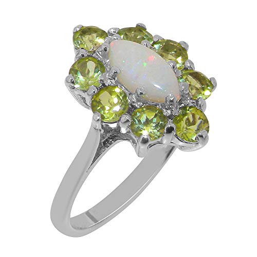 Luxus Damen Ring Solide Sterling-Silber 925 mit Opal und Peridot - Größe 62 (19.7) - Verfügbare Größen : 47 bis 68 von LetsBuySilver