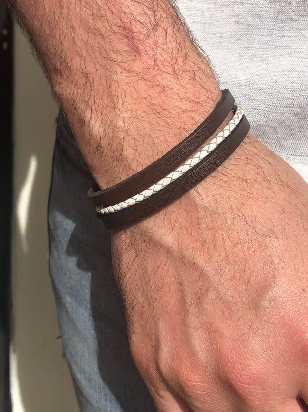 Herren Lederarmband, Männer Leder Wrap/Armband Mit Geflecht Herren Lederarmband, Männer Leder Wrap/Armband Mit Geflecht von Letsbrace007