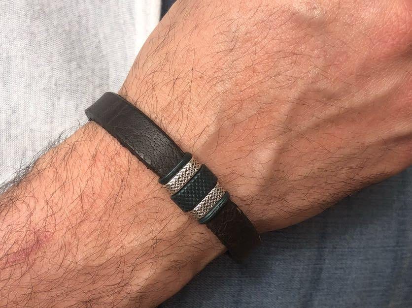 Herren Lederarmband Mit Grünen Designs, Leder-Armband/Leder Armband Schwarz Herren Lederarmband Mit Grünen Designs, Leder-Armband/Leder Armband Schwarz von Letsbrace007