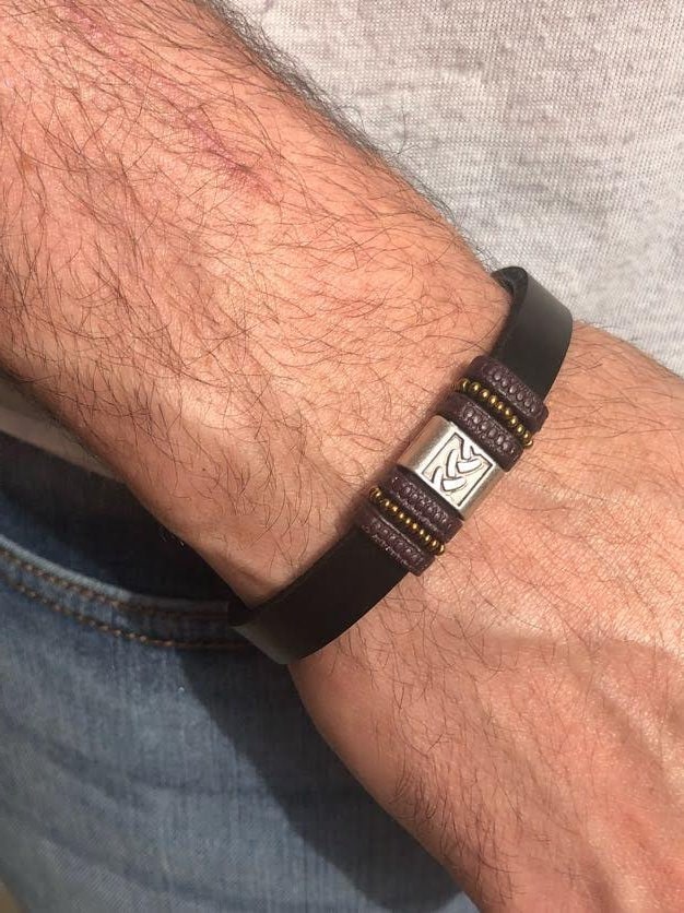 Herren Lederarmband Mit Silber Designs, Leder-Armband/Leder Armband Schwarz Herren Lederarmband Mit Silber Designs, Leder-Armband/Leder Armband Schwarz von Letsbrace007