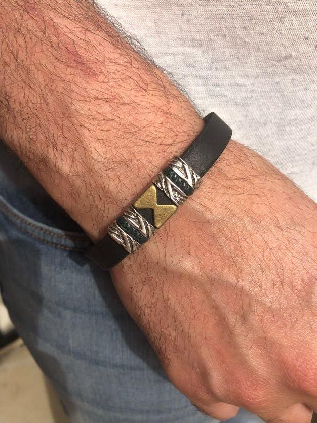 Herren Lederarmband Mit Stunde Glas Anhänger, Leder-Armband/Leder Armband Schwarz Herren Lederarmband Mit Stunde Glas Anhänger, Leder-Armband/Leder Armband Schwarz von Letsbrace007