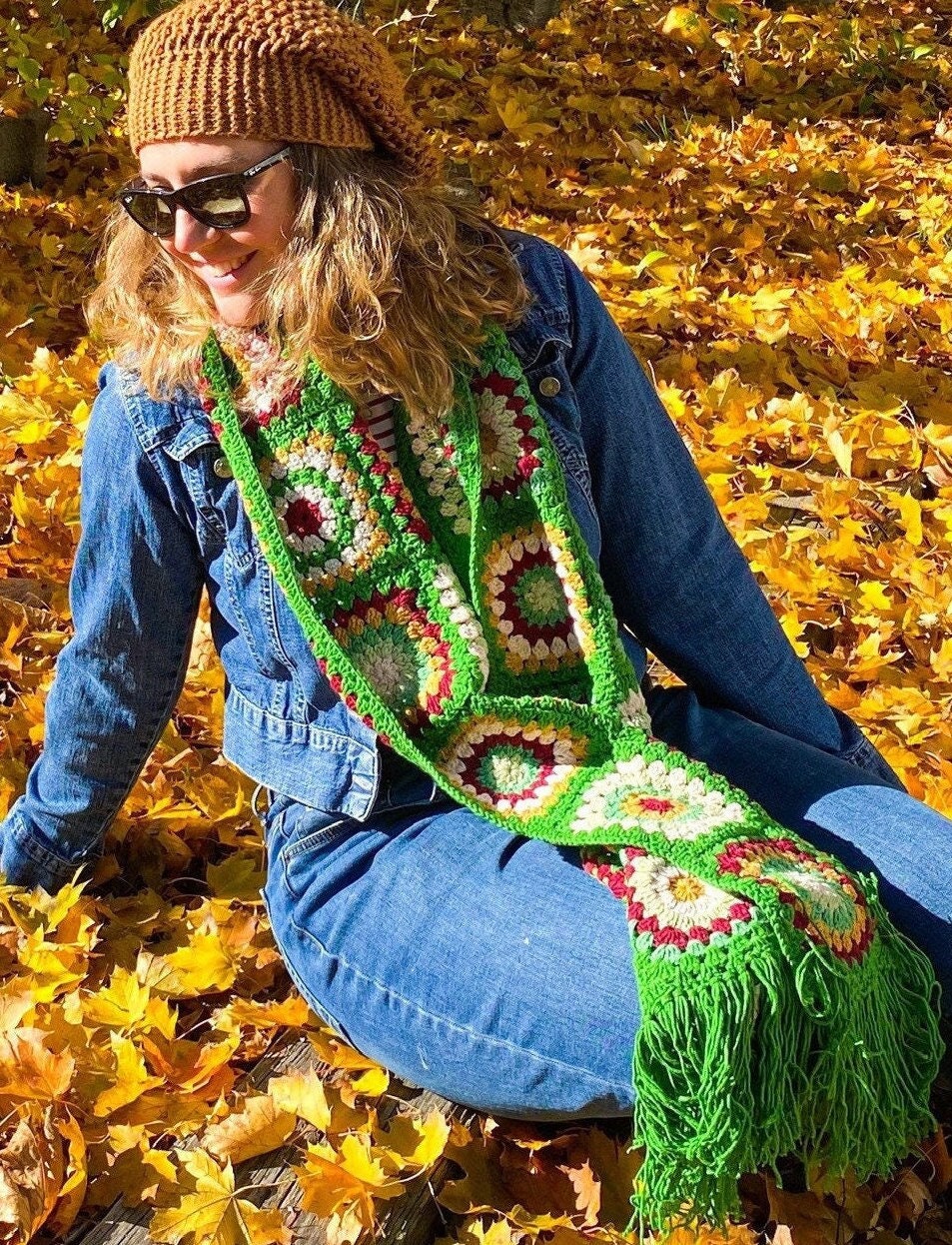 Grüner Handgemachter Schal, Gehäkelter Bunter Zopfschal, Frau Chuncky, Handgestrickter Wrap, Winter Patchwork, Geschenk Für Sie, Ihn, Mama Grüner Handgemachter Schal, Gehäkelter Bunter Zopfschal, Frau Chuncky, Handgestrickter Wrap, Winter Patchwork, Geschenk Für Sie, Ihn, Mama von Letsluv
