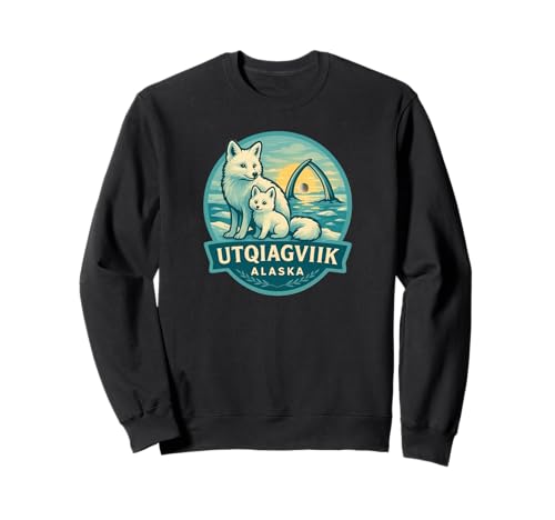 Utqiagvik Alaska Arctic Fox Mama und Welpe Eisbogen Design Sweatshirt von LetterTrunk