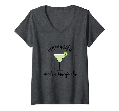 Damen Mamasita Needs a Margarita Funny Mom Life T-Shirt mit V-Ausschnitt Damen Mamasita Needs a Margarita Funny Mom Life T-Shirt mit V-Ausschnitt von Letterboard Inspired