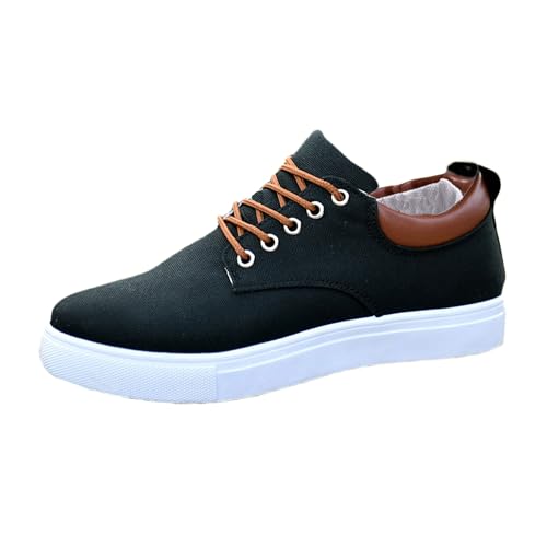 Letuwj Canvas Schuhe Herren Freizeitschuhe Große Größe Boardschuhe Herren Walkingschuhe, Schwarz R009, 42.5 EU von Letuwj