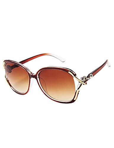 Letuwj Damen Brillen Oversized Entspiegelt mit Goldenes Vierblättrigem Augenschutz Sonnenbrille Kupfer von Letuwj