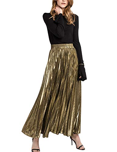Letuwj Damen Metallic Elegant Plissee Röcke Gold M von Letuwj
